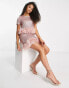 Фото #6 товара Jaded Rose Tall short sleeve t-shirt with faux feather trim in pink sequin co-ord