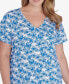 Футболка женская HEARTS OF PALM plus Size Feeling The Lime Bright Blue Multi, 1X - фото #5