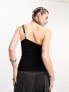 Weekday Ring asymmetric cami vest with ring detail in black M - фото #3