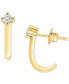 ფოტო #1 პროდუქტის Diamond J-Hoop Earrings (1/10 ct. t.w.) in 10k Gold