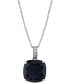 ფოტო #1 პროდუქტის Onyx (6 1/6 ct. t.w.) & Diamond Accent Square 18" Pendant Necklace in Sterling Silver