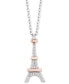 Фото #3 товара Enchanted Disney Fine Jewelry diamond Accent Aristocats Eiffel Tower Pendant Necklace in Sterling Silver & 10k Rose Gold, 16" + 2" extender