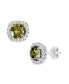 ფოტო #4 პროდუქტის Multi Colored Cubic Zirconia Cushion Shape Stud Earring in Sterling Silver