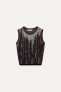 SLEEVELESS SEQUINNED KNIT TOP