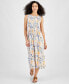 Women's Floral Print Smocked Sleeveless Midi Dress