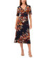 ფოტო #1 პროდუქტის Petite Floral-Print Button-Front Midi Dress