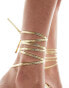 Фото #2 товара Public Desire Wide Fit Ronnie pointed heeled sandal with ankle tie in gold