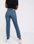 Фото #2 товара Monki Kimomo cotton high waist mom jeans in classic blue - MBLUE