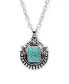 Фото #1 товара Macy's simulated Turquoise in Silver Plated Crest Pendant Necklace