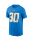 Фото #3 товара Men's Austin Ekeler Powder Blue Los Angeles Chargers Player Name and Number T-shirt