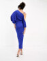 ASOS DESIGN Tall off shoulder grecian drape midi dress in cobalt blue Синий, 34 - фото #5