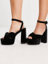 ASOS DESIGN Wide Fit – Note – Plateau-Sandalen in Schwarz mit Absatz und Zierknoten