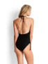 Фото #2 товара Seafolly Women's 168472 Active Ruched Side Deep V Active Black Swimsuit Size 4