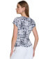 ფოტო #2 პროდუქტის Women's Printed Asymmetric-Neck Short-Sleeve Top