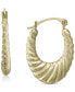 ფოტო #1 პროდუქტის Ribbed Graduated Small Oval Hoop Earrings in 10k Gold, 3/4"