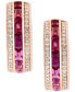 ფოტო #3 პროდუქტის EFFY® Ruby (1/5 ct. t.w.), Pink Tourmaline (7/8 ct. t.w.), & Diamond (1/3 ct. t.w.) Small Huggie Hoop Earrings in 14k Rose Gold, 0.75"