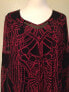 Alfani Women's Embellished Lace Inset V Neck Blouse Red Black M