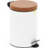 Фото #2 товара Kosz na śmieci łazienkowy z pedałem pokrywą imitującą drewno 3 l - biały