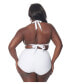 ფოტო #2 პროდუქტის Plus Size Molded Cup & Shirred Band Halter Swim Top