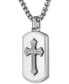 ფოტო #3 პროდუქტის Men's Diamond Cross Dog Tag 22" Pendant Necklace (1/10 ct. t.w.) in Stainless Steel