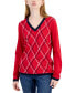 Фото #1 товара Women's Argyle V-Neck Sweater