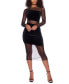 ფოტო #4 პროდუქტის Juniors' Long-Sleeve Mixed-Media Velvet Bodycon Dress