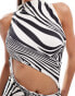 Murci high neck sleeveless slash waist maxi dress in zebra print