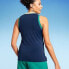 Фото #4 товара Lands' End Women's UPF 50 High Neck with Binding Tankini Top - Navy Blue S