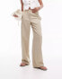 Topshop low slung stripe trouser in sand