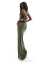 Фото #12 товара ASOS DESIGN slinky cowl neck cami maxi dress with gold trim back in khaki