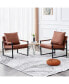2-piece set of sofa chairs. PU leather armchair Modern metal frame upholstered armchair Super thick upholstered backrest and cushion Living room sofa chair (brown PU leather metal frame foam)