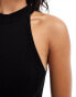 Mango fine knit high neck top in black