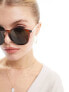 ASOS DESIGN round sunglasses in crystal brown with metal temple