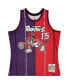 Фото #4 товара Men's Vince Carter Purple, Red Toronto Raptors Hardwood Classics 1998-99 Split Swingman Jersey