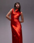 Фото #4 товара Topshop drape neck maxi dress in red