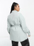 In The Style Plus utility pocket detail belted jacket in blue