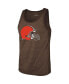 Фото #3 товара Men's Threads Nick Chubb Heathered Brown Cleveland Browns Name and Number Tri-Blend Tank Top