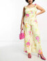 Фото #1 товара The Frolic Plus bloom floral ruffle wide leg jumpsuit in multi