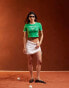 Фото #5 товара Pieces Sport Core 'Tennis Club' cropped t-shirt with contrast trim in green and white