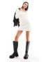 Hollister square neck knitted dress in white