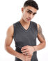 Фото #1 товара ASOS DESIGN muscle fit tank vest in ribbed charcoal oil wash