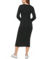 Фото #2 товара Women's Ribbed Long Sleeve Crewneck Side Slit Dress