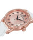 ფოტო #2 პროდუქტის Original Classy Ladies Ultra Slim Quartz Watch, Rose Tone Case on White Alligator Embossed Genuine Leather Strap, Crystals on Rose Tone Bezel, Rose Tone Dial With Black Accents