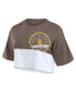 ფოტო #1 პროდუქტის Women's / San Diego Padres Color Split Boxy Cropped T-Shirt