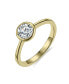 RA 14k Gold Plated with Cubic ZIrconia Modern Bezel Promise Engagement Ring