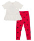 ფოტო #2 პროდუქტის Little Girls Minnie Head Bow Short Sleeve Top and Leggings, 2 Piece Set