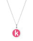 Фото #15 товара Auburn Jewelry mini Initial Pendant Necklace in Sterling Silver and Hot Pink Enamel, 16" + 2" Extender