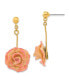 Lacquer Dipped Cream Fuchsia Rose Gold-tone Dangle Earrings