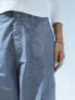 ASOS DESIGN wide leg parachute cargos trousers in silver