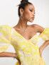 ASOS LUXE one shoulder puff sleeve mini dress with corset detail in floral print 34 - фото #7